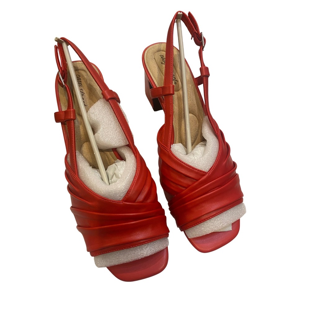 easy street Red Slingback Sandal Heels